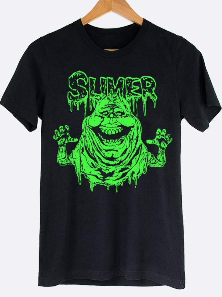 Johnny Threads - Wholesale Screen Printed T-Shirt - Unisex - Slimer Green Ghost Ghostbusters Movie Graphic Tee Shirt