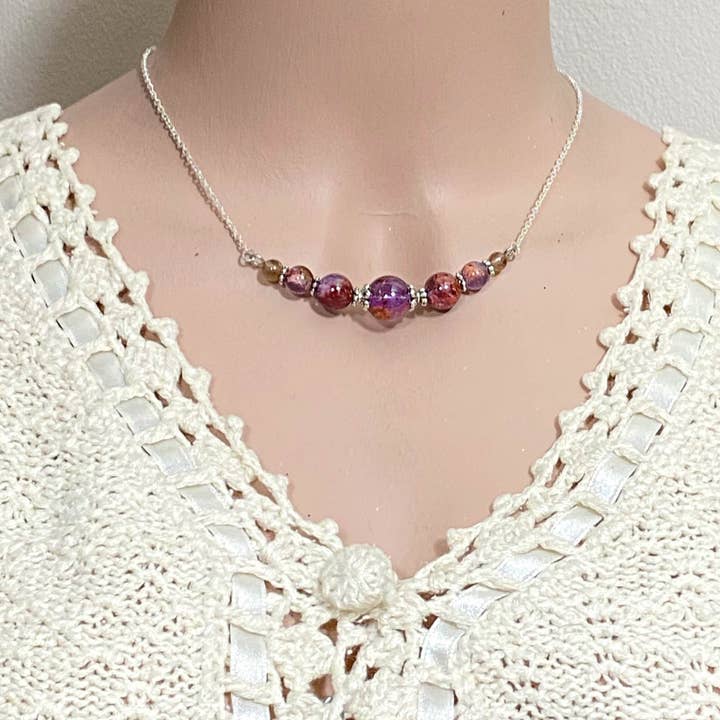 Glorious Healing Crystals - Wholesale Jewellery set - Super 7 Bar Necklace, Matching Earrings, Connect with Spirit