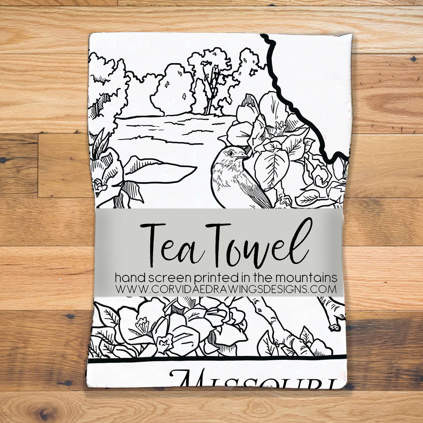 Corvidae drawings & designs - Wholesale Tea Towel - Missouri Tea Towel1