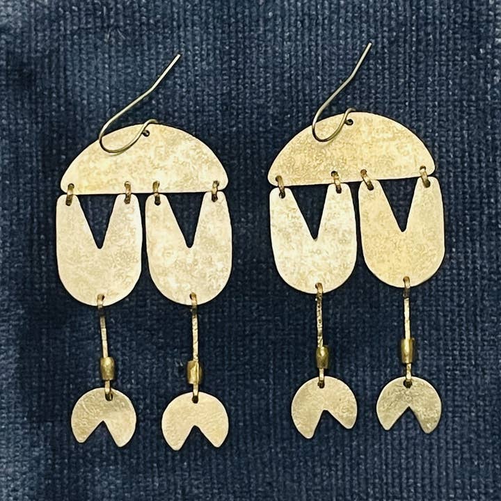 Brass Earrings, Bohemian Contemporary Handmade Jewelry for wholesale by Gulushu