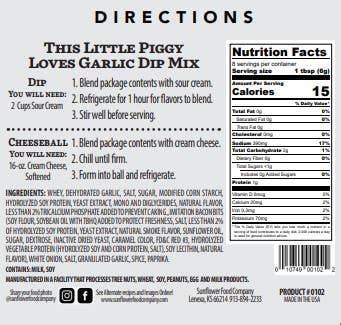 Rabbit Creek Gourmet - Wholesale Dip - This Little Piggy Loves Garlic Dip Mix-Multiple Uses in 1.2