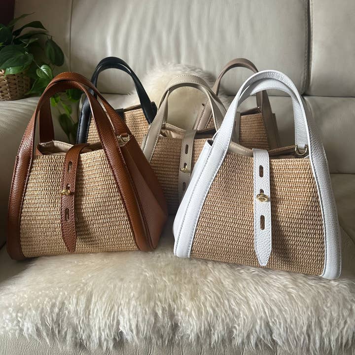 Zhade - Wholesale Handtas met handvat - Dames - ARUBA - raffia en leer5