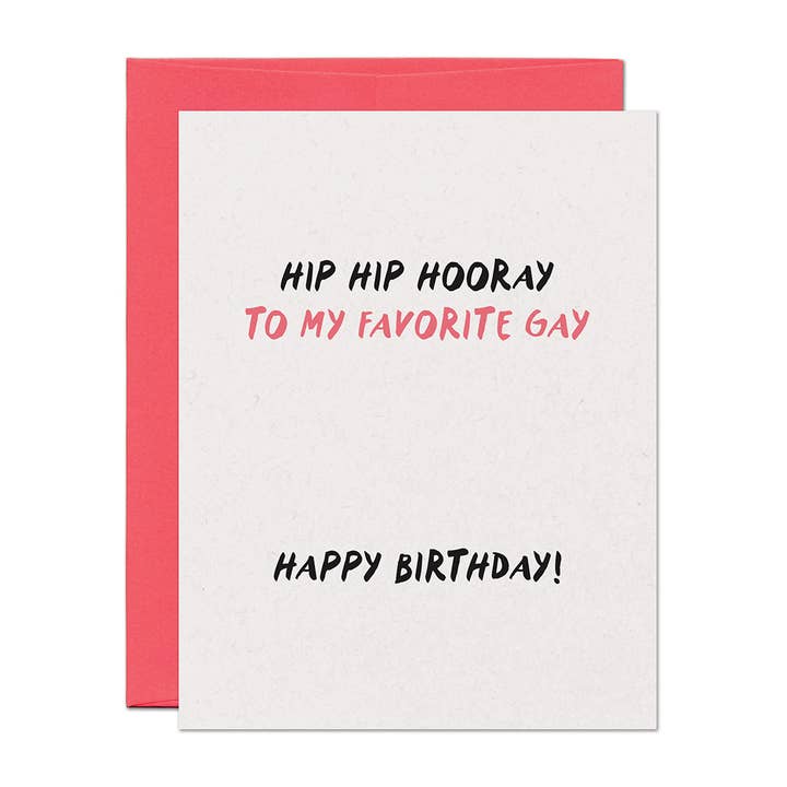 Hooray Favorite Gay LGBTQ Birthday Card for wholesale by Warren Tales