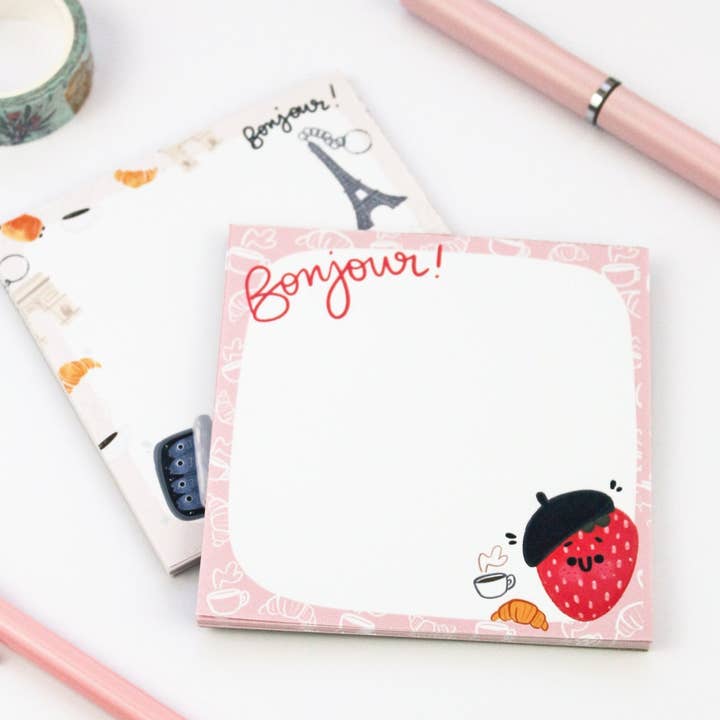 French Strawberry Memo Note - Blocco note carino per la vendita all'ingrosso da parte di My Sweet Paper Card