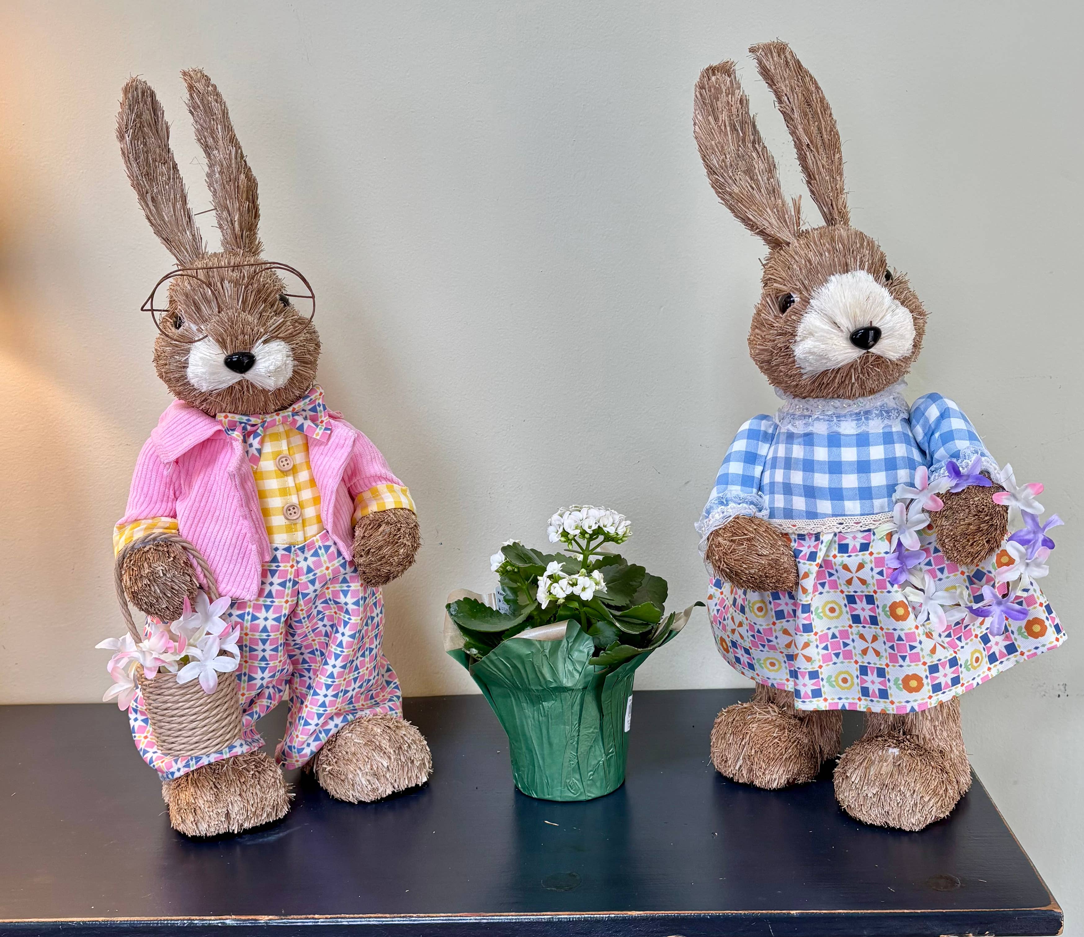 WORTH IMPORTS - Wholesale Decorative Figurine - 20" Standing Easter Bunny Holding Basket of Flowers & Wreath2