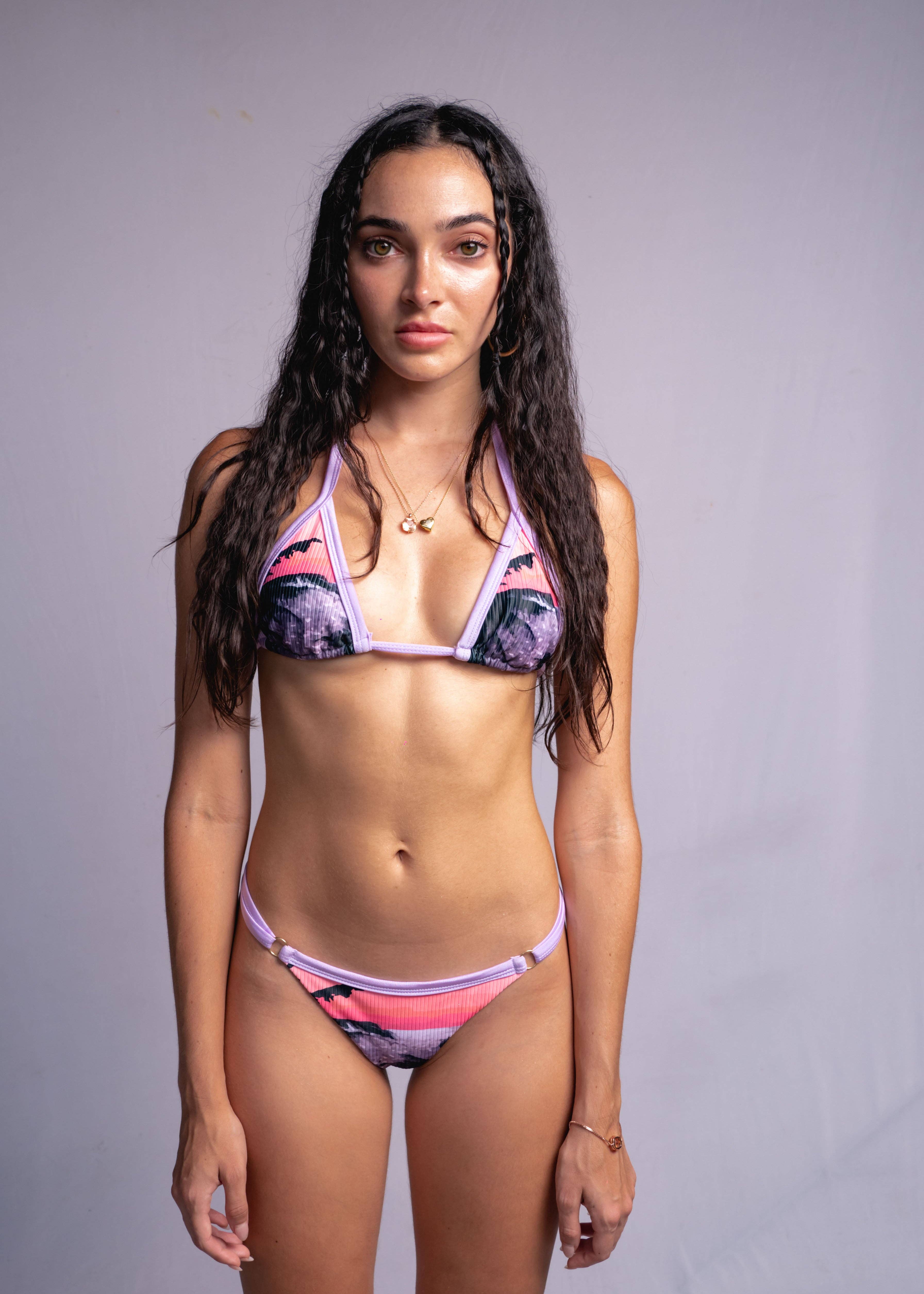 Cosmic Palms - Venta al por mayor Parte inferior de bañador - Mujer - Fondo ámbar en palmeras hawaianas4