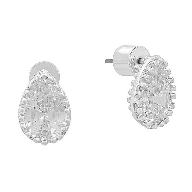 Liten CZ Silver Stud Tårdroppe 1,27 cm Örhänge för wholesale av What's Hot