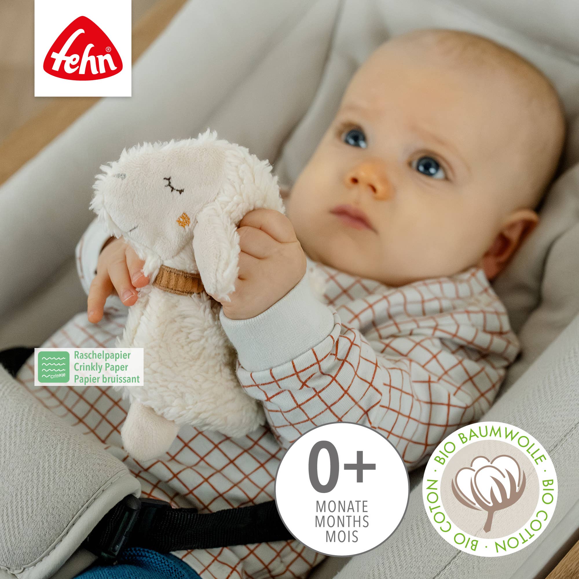 Fehn - Wholesale Stuffed/Plush Toy - Kids & Baby - Crackling Sheep Nature - activity rustled toy2