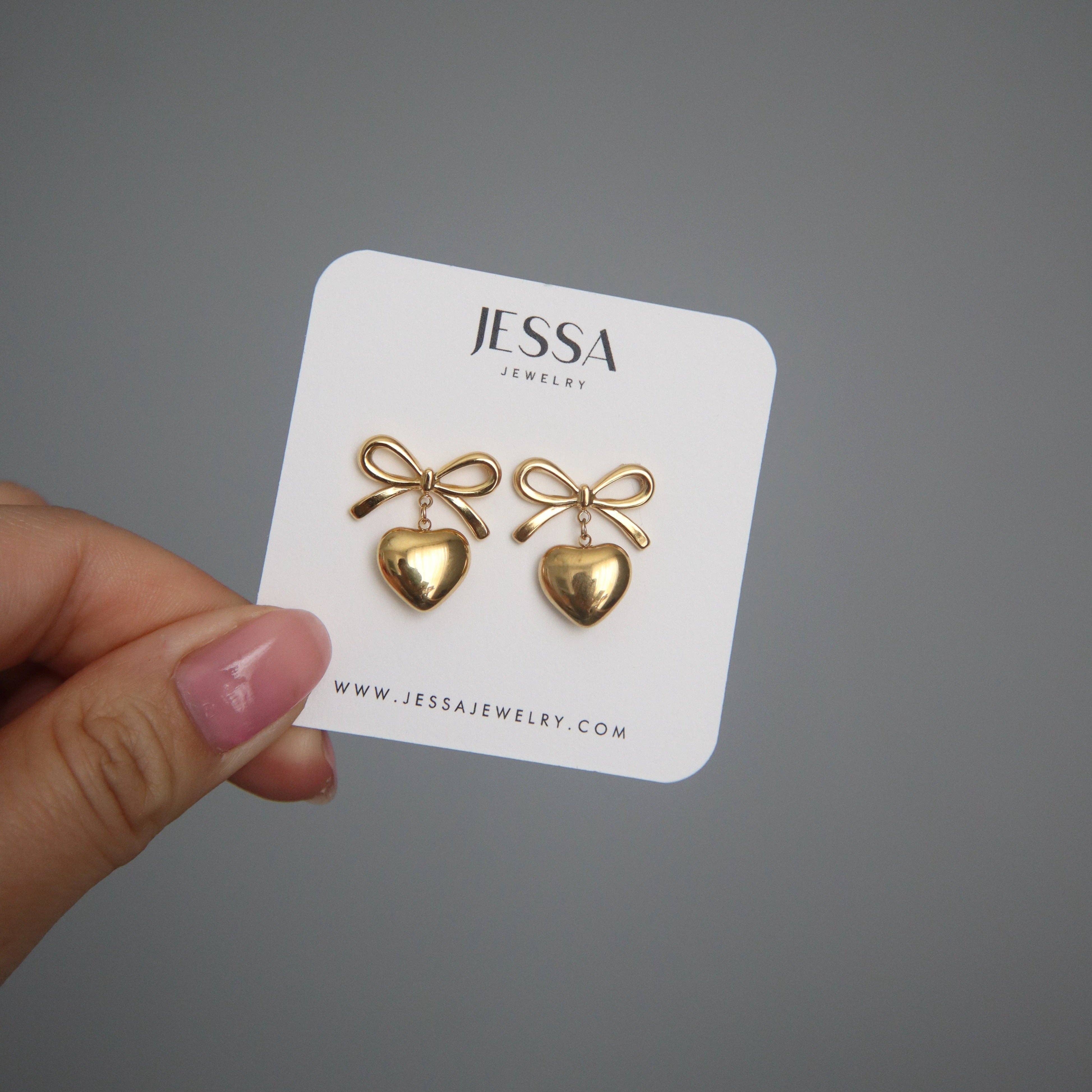 JESSA Jewelry - Wholesale Dangle Earrings - Bow Heart Earrings | Dangle Earrings4