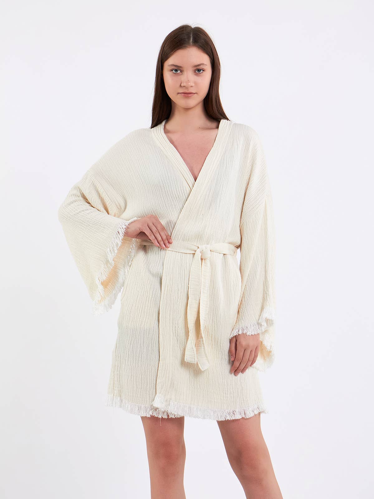 Yaz Concepts - Wholesale Kimono - Women's - White Bride Script Bridal Party Get Ready Short Kimono Robe 7