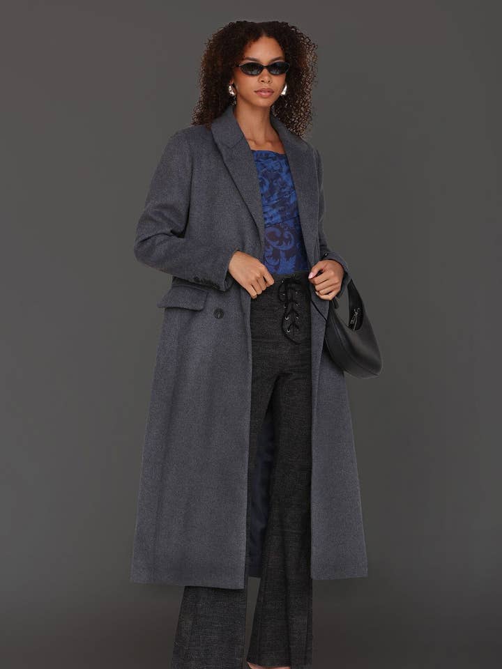 Wool Blend Double Breasted Coat for wholesale by Avec Les Filles