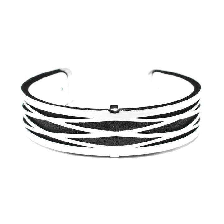 Half Inch Interchangeable Cuff - Black Rhombus for wholesale by Laurent Scott Collection