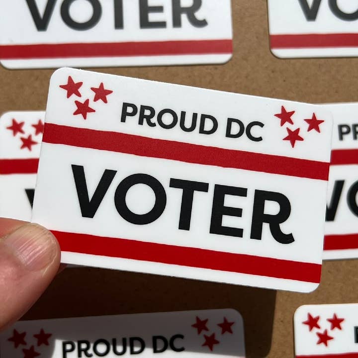 Proud DC Voter Vinyl Sticker for wholesale by Steffi Luke Art & Design