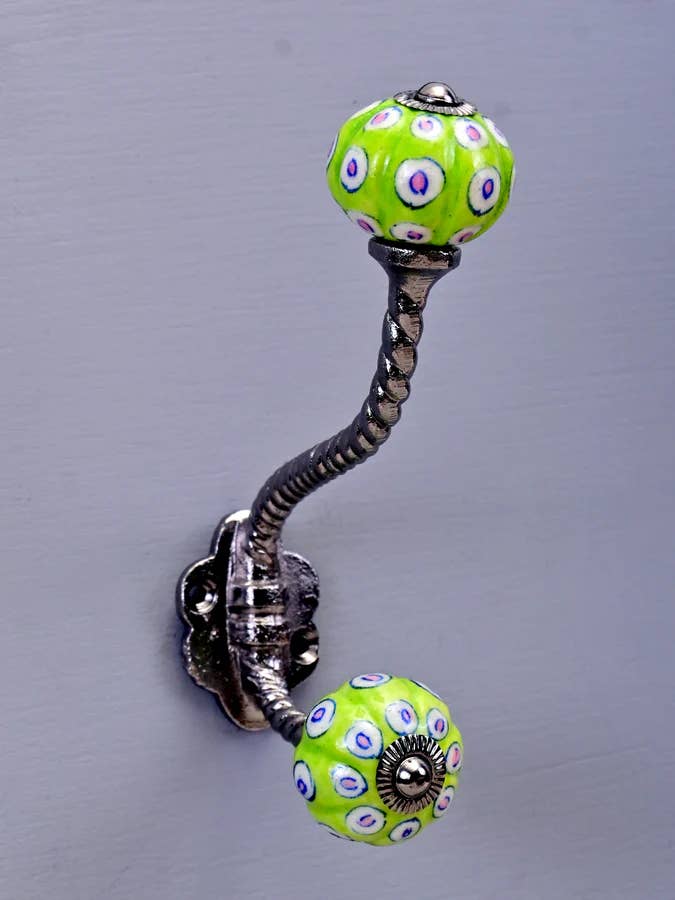 Lime Green Cabinet Knob With Metal Wall Hanger
for wholesale by KNOBCO