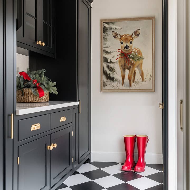 Paper House Print Shop – wholesale Art print – Roe Deer In Snow Art Print1