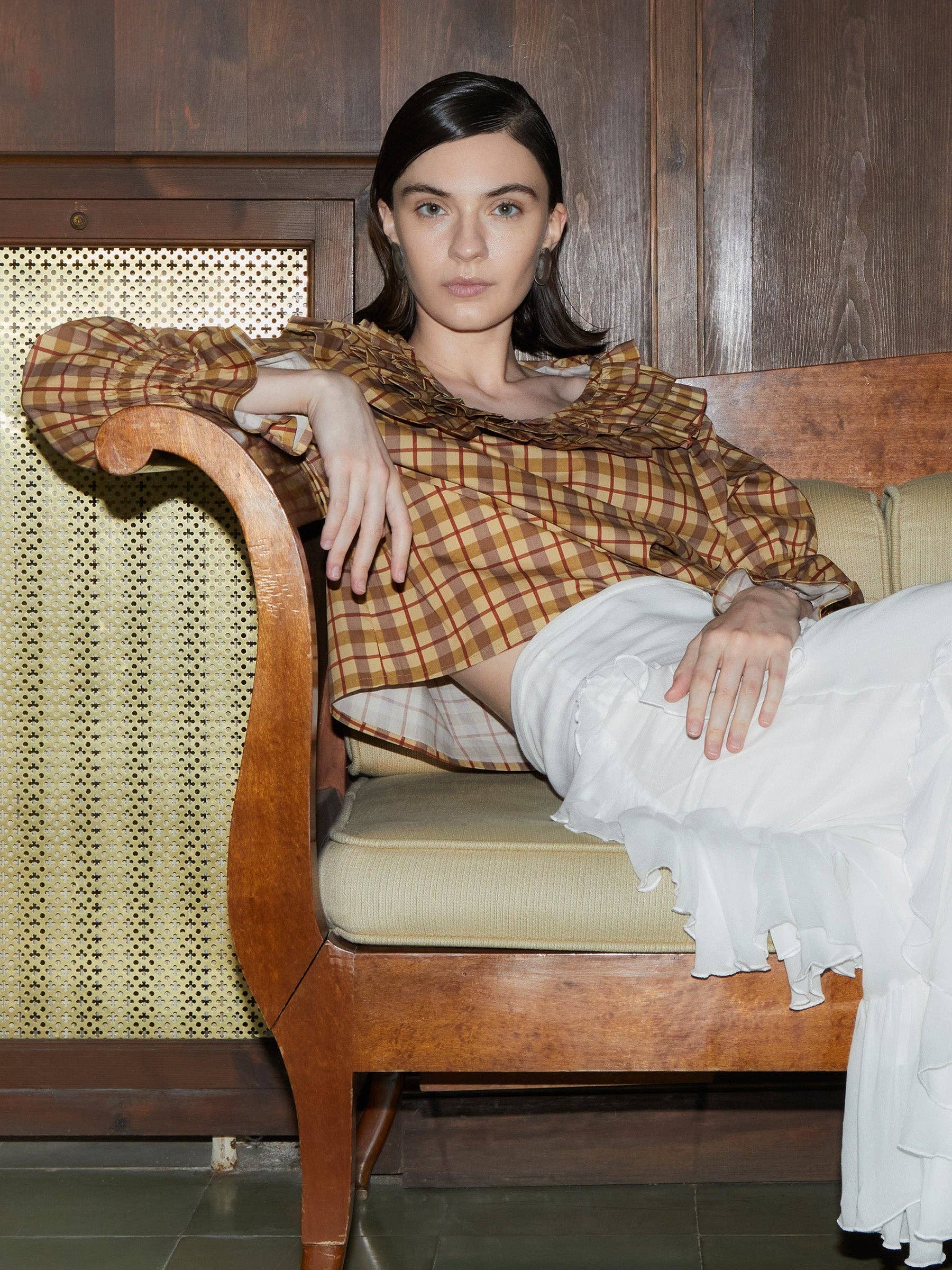 CARMEN SAYS - Wholesale Blouse - Women's - Tartine Plaid Print Blouse1