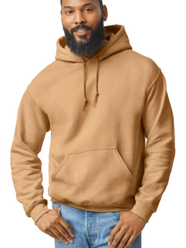 Custom Designed - Hoodie Sweatshirt (Old Gold) Adult, Gildan, Heavy Blend 50/50 Fleece for wholesale by Inklusive Printing, Designs & More