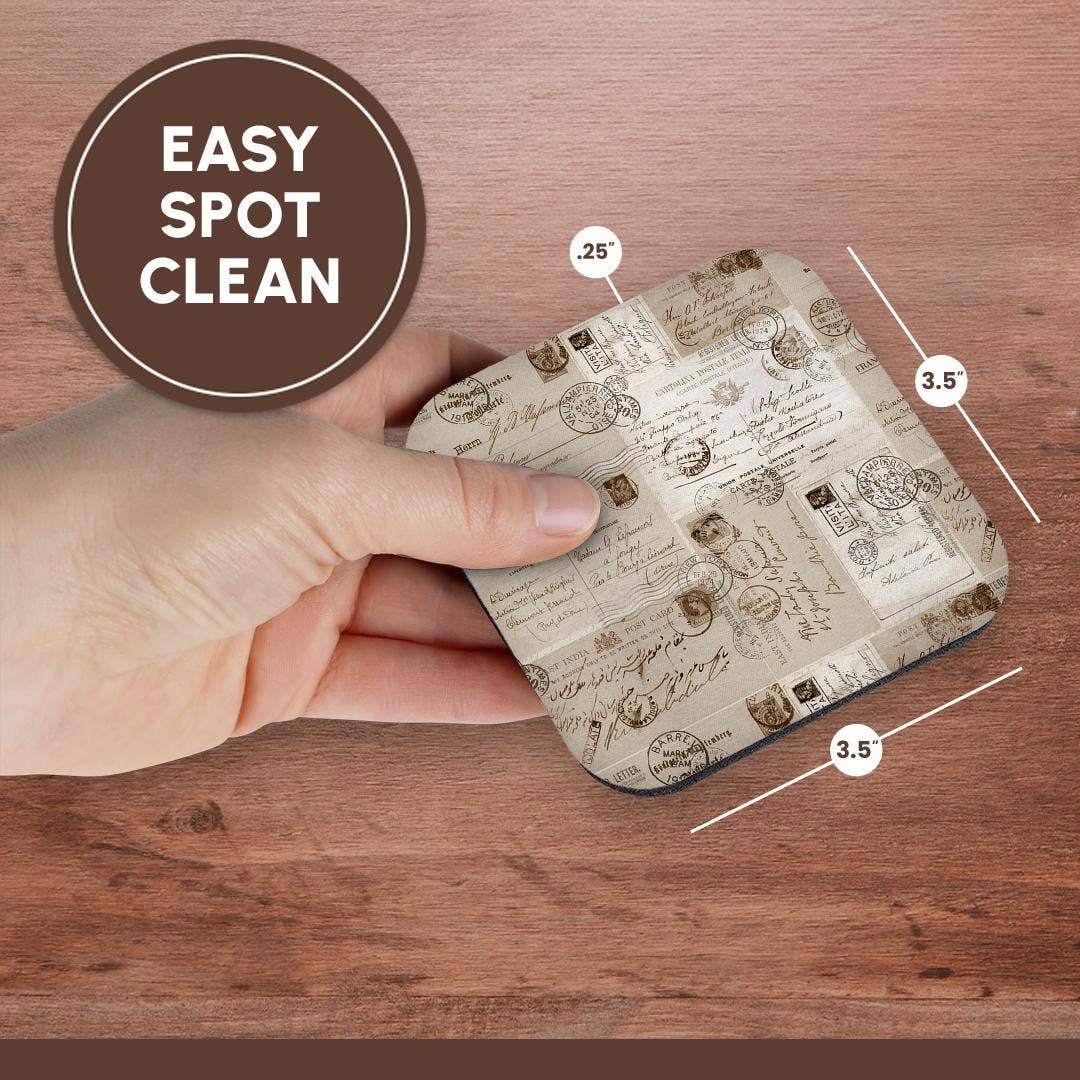 3dRose - Wholesale Coasters - 3dRose, Collage Of Old Letters And Postcards Sepia Color, Coaster13