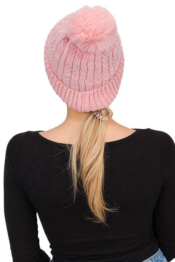 Cap Zone - Wholesale Beanie - Women's - Velvet Fleece Chevron Ribbed Knit Beanie6