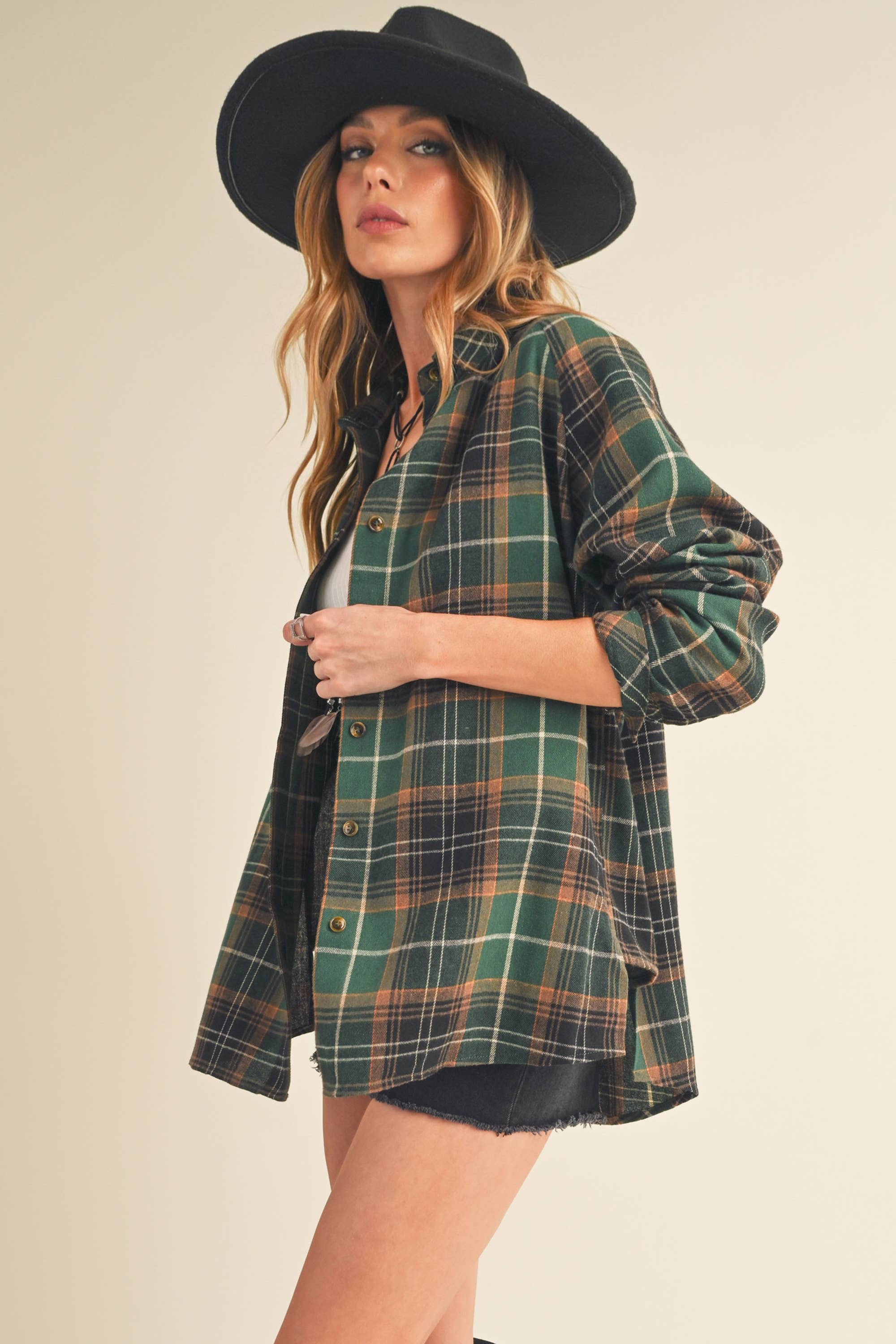 AEMI + CO - Wholesale Button Down Shirt - Women's - 8324DN Katie Flannel Shirt 625