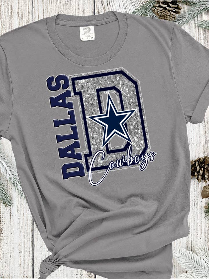 Cowboys Football Spirit Wear Faux Glitter America Team for wholesale by A Blessed Texas Mess Boutique