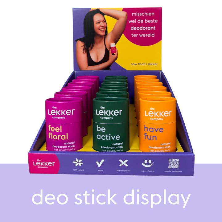 Deodorant stick display for wholesale by The Lekker Company