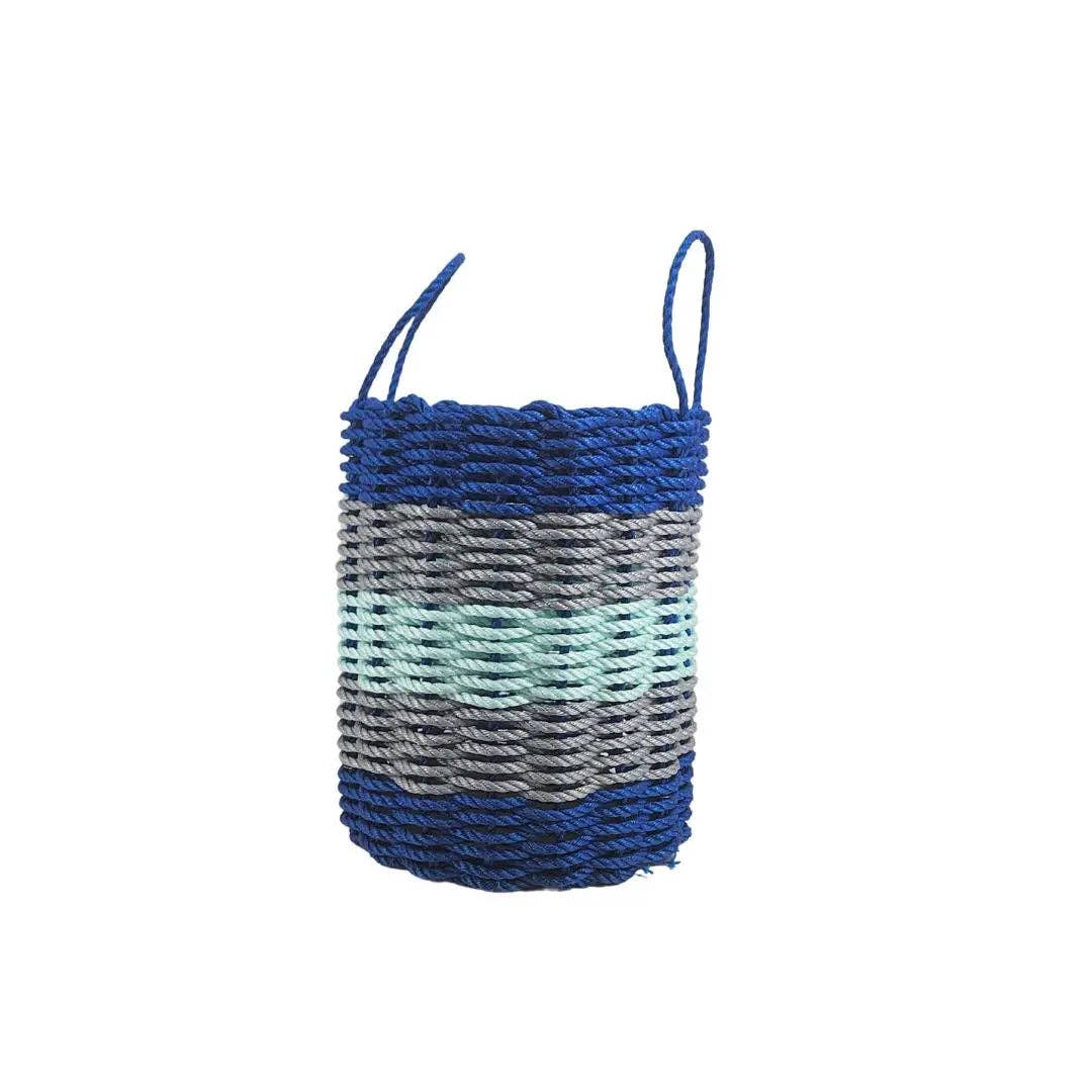 Little Salty Rope - Wholesale Basket - Five Stripe Rope Storage Basket Blue, Gray and Seafoam3