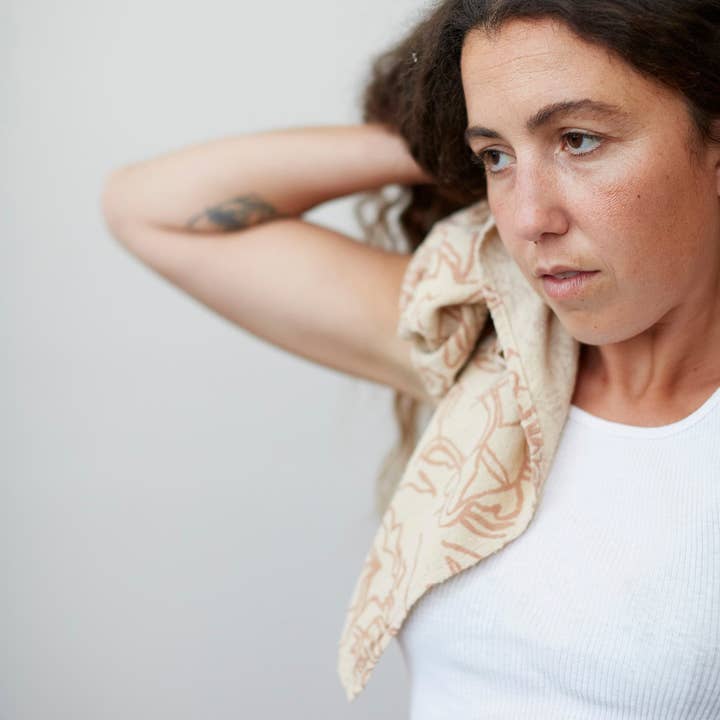 Jenny Pennywood - Wholesale Bandana – Unisex - Silk Gauze Bandana - Stream - Shell - Natural2