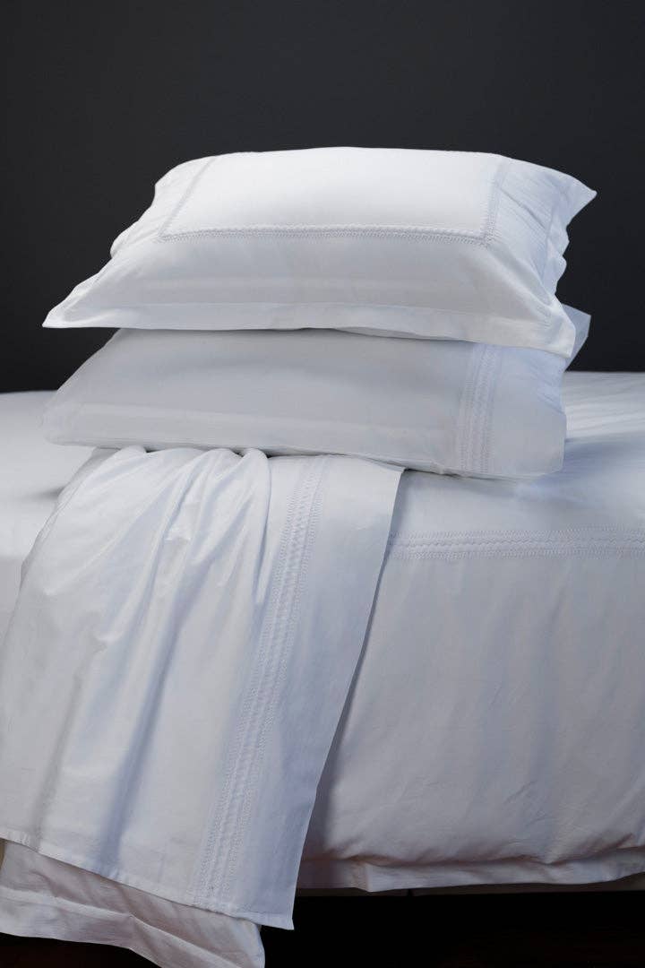 White Grey MicroCotton Madeira Sateen Pillowcase Pair for wholesale on Faire