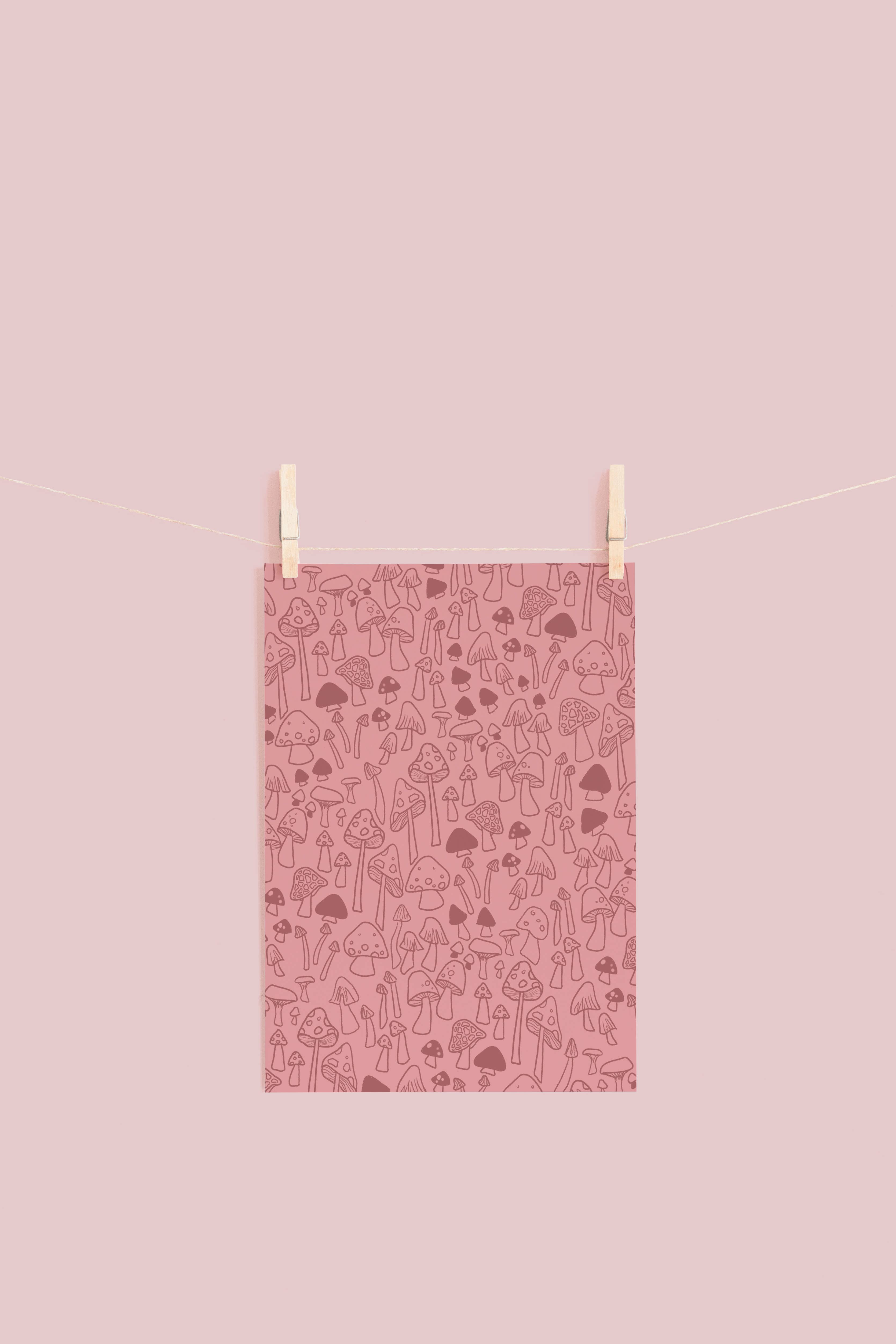 Rhinestone Rodeo Art - Wholesale Art Print - Dusty Rose Mushroom Cottagecore 60s/70s Inspired Art Print0