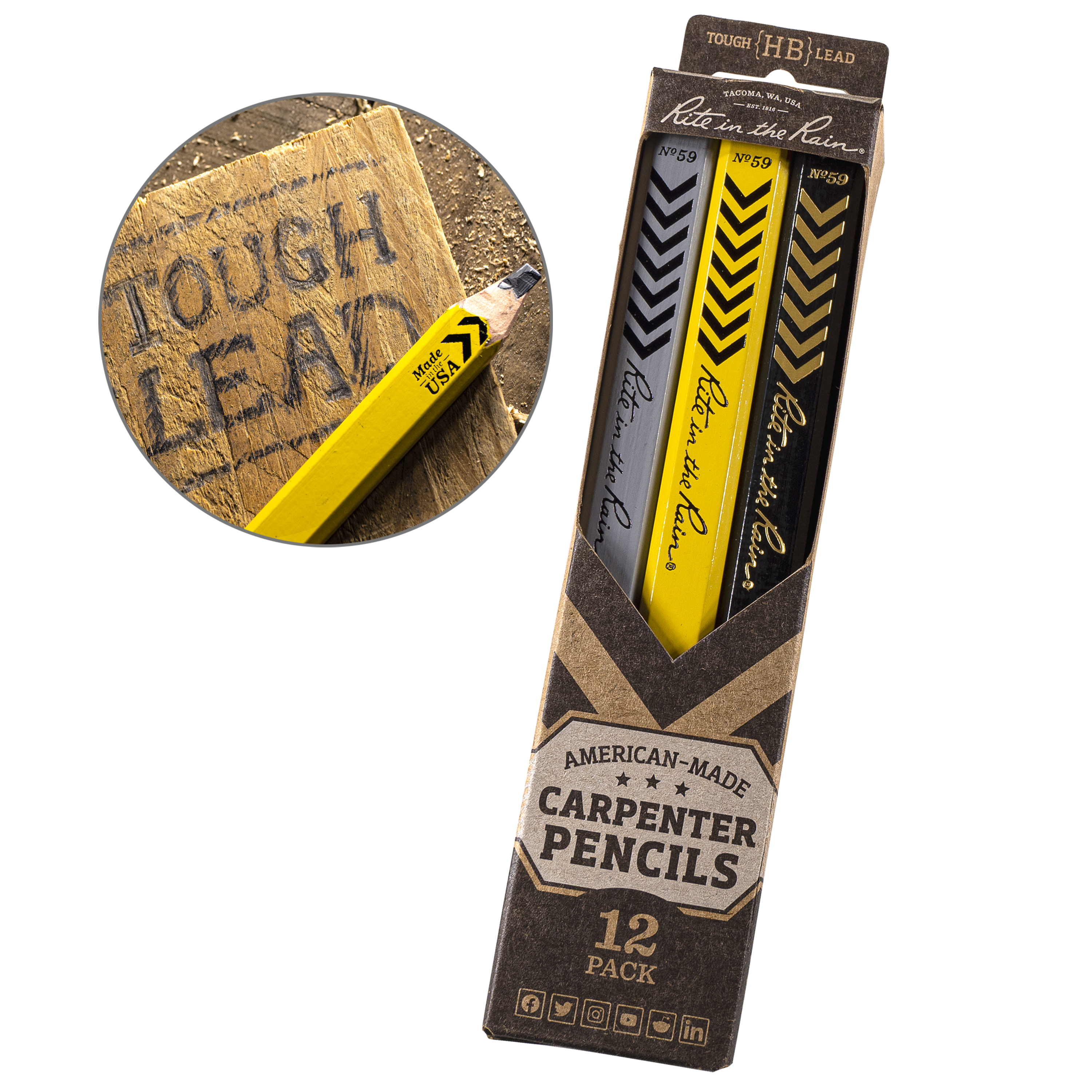 Rite in the Rain - Wholesale Pencil - Rite in the Rain Carpenter Pencils, 12 Pack1