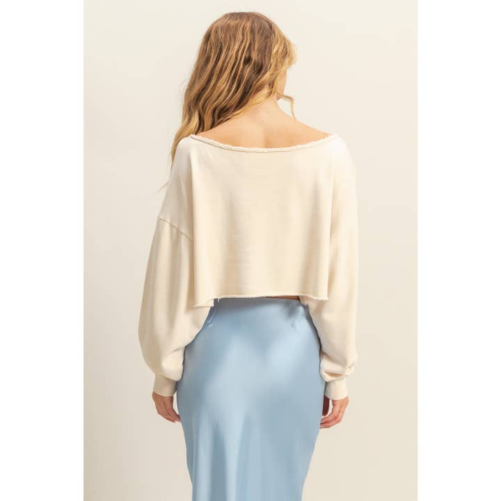 Double Zero - Wholesale Sweatshirt – Women's - Frayed Detail Long Sleeve Crop Top5