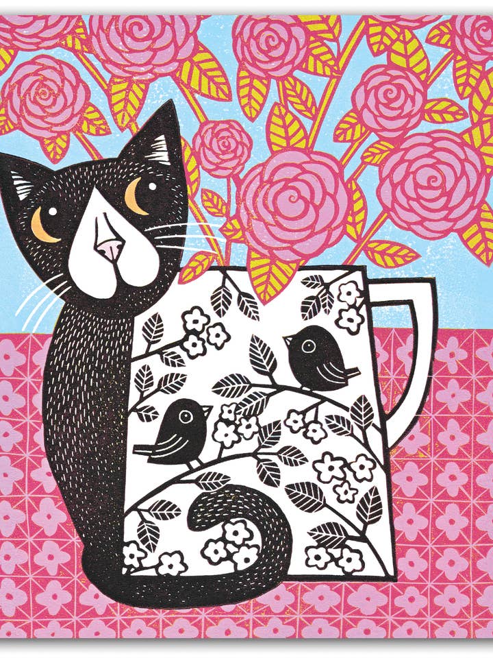 NC397 Katze & Rosen - Kat Lendacka für den Großhandel von Cardiau Nico Cards