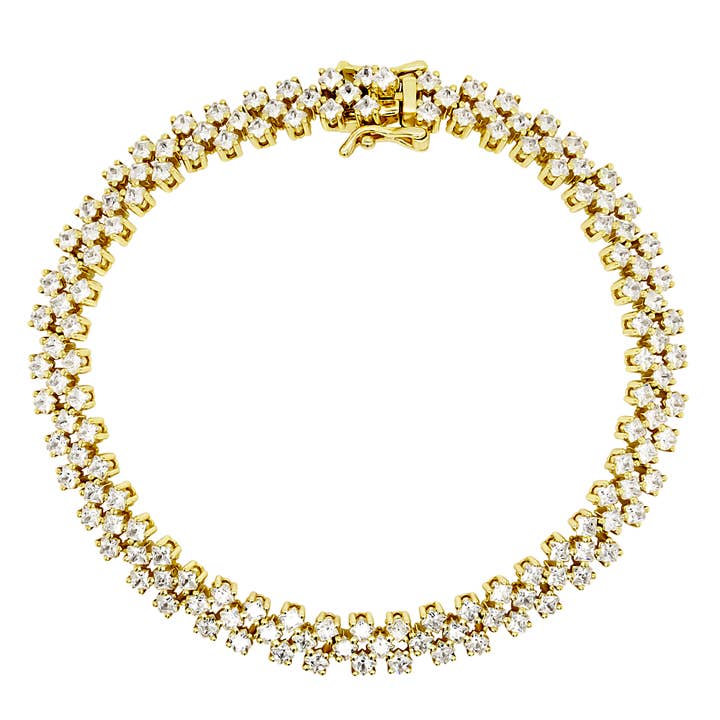 Bracciale in argento sterling placcato in oro con chiusura di sicurezza per la vendita all'ingrosso da parte di Dlux Jewels