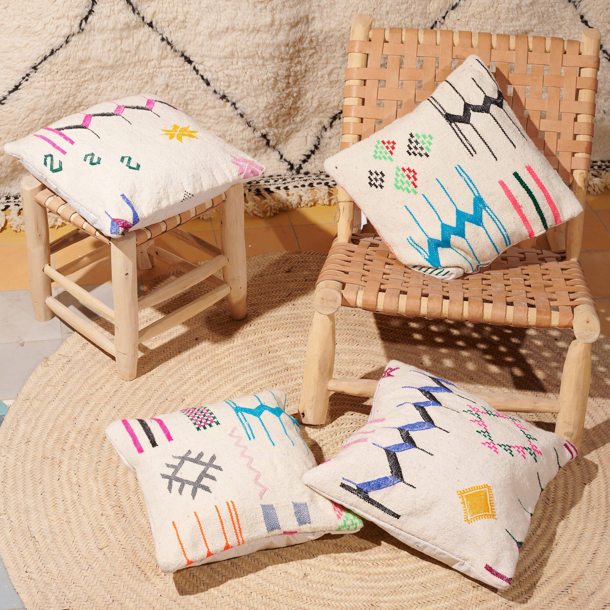 Yemma Goods - Wholesale Throw/Decorative Pillow - Set Of 4 Handmade Beni Ourain Wool Moroccan Berber Pillows2