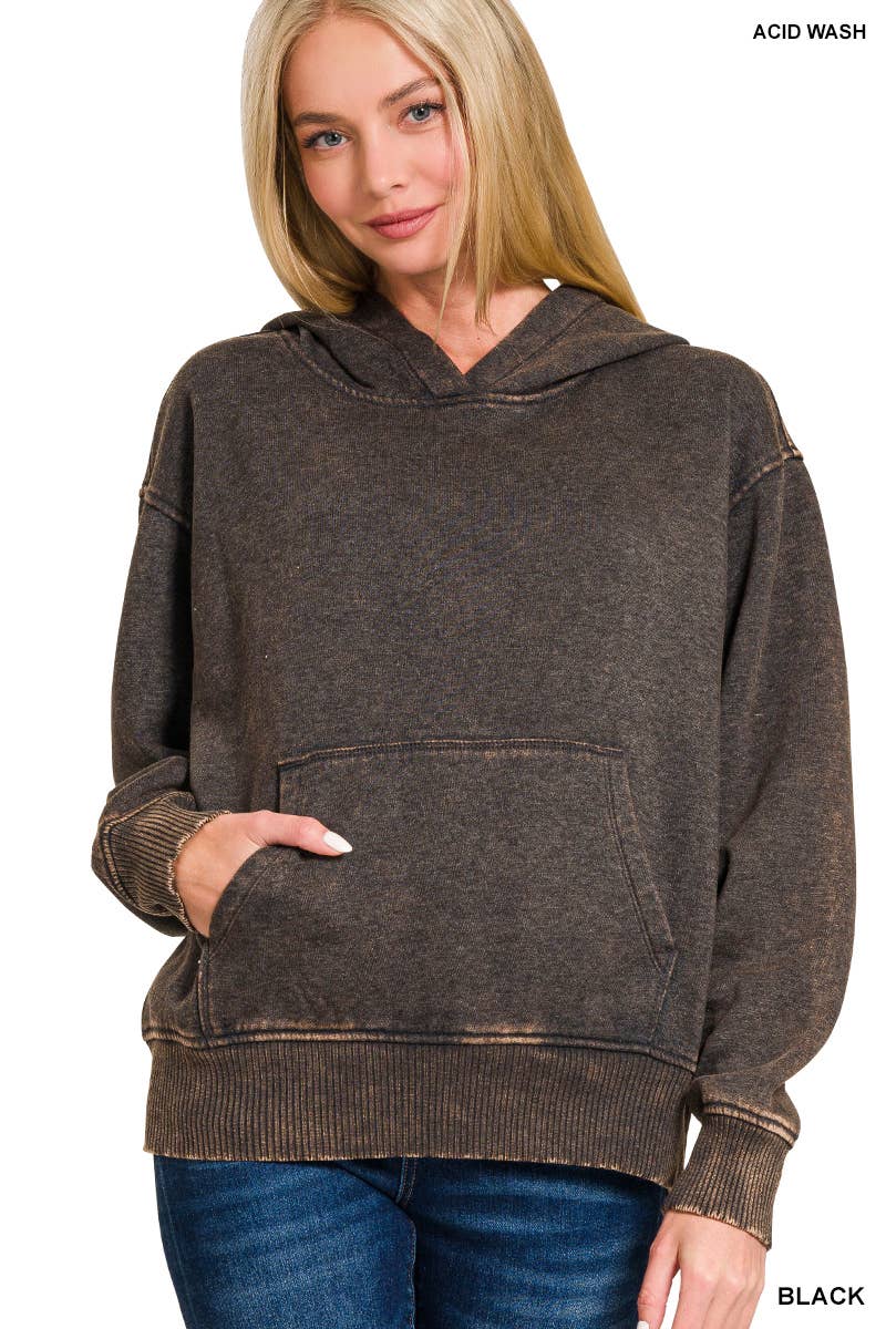 42POPS - Wholesale Hoodie – Women's - ',,,.._ Fleece Acid Wash Kangaroo Pocket Hoodie3