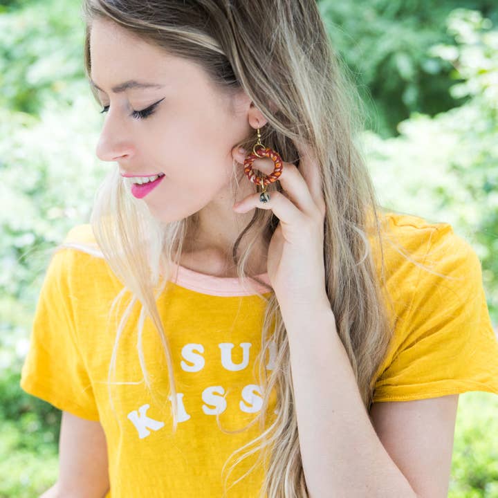 Anju Jewelry - Wholesale Dangle Earrings - Aasha Wrapped Ring and Bead Earrings