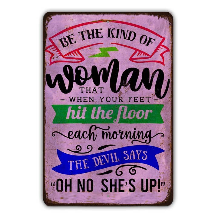 Snäll kvinna djävulsmetallskylt för wholesale av Game Time Prints