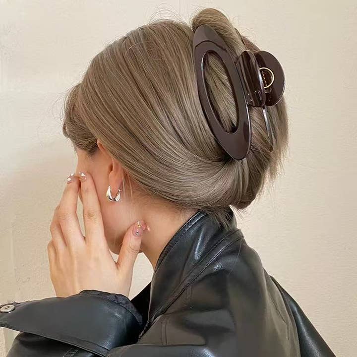 Pinza de pelo tipo garra ovalada de gran tamaño y estilo llamativo para venta al por mayor de LadyJuneAccessories