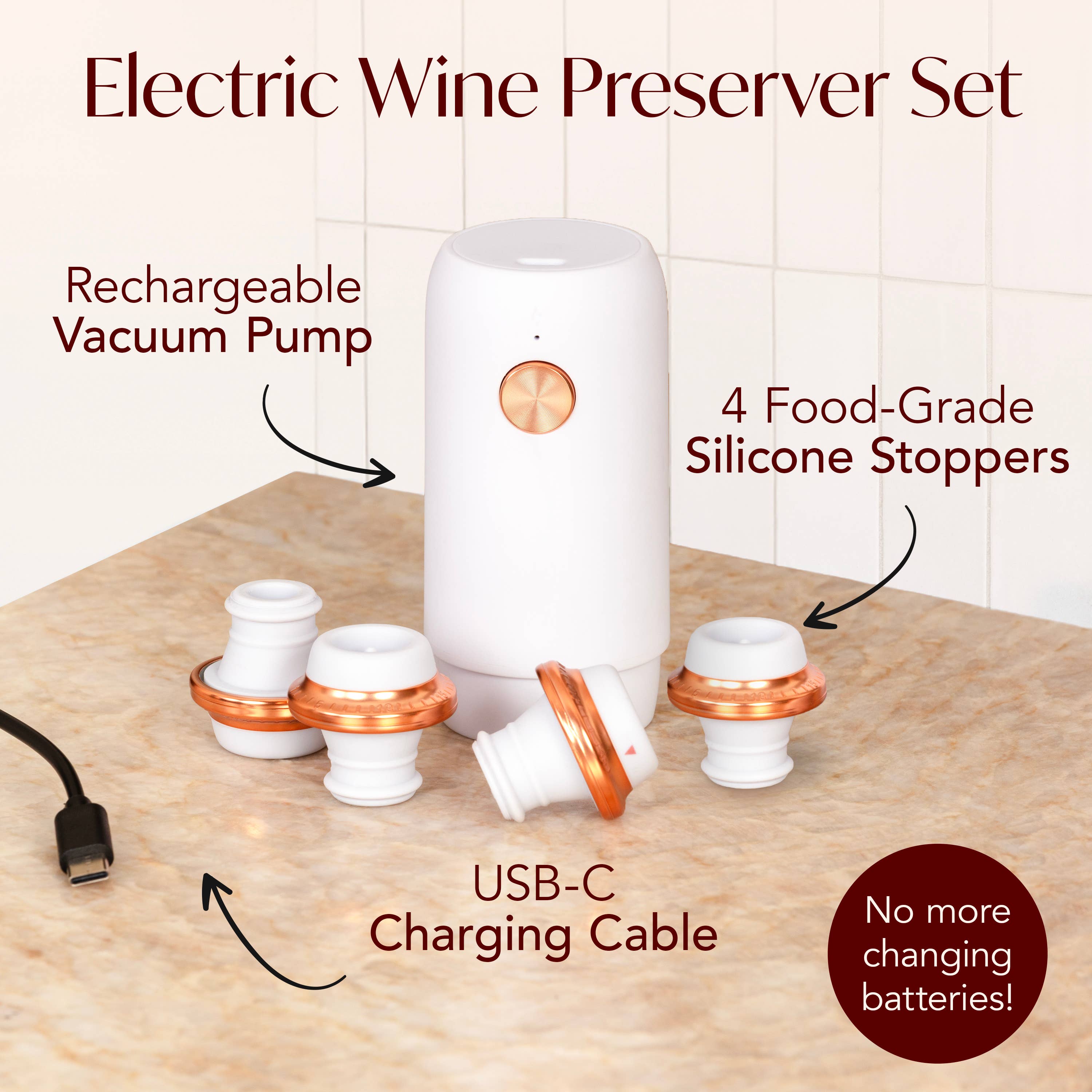 Vin Fresco - Wholesale Wine Tool Set - Vin Fresco Electric Wine Preserver, Vacuum Wine Saver11