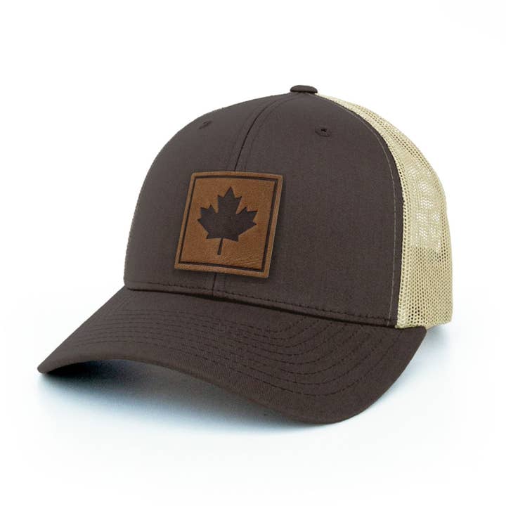 Maple Leaf Leather Patch Hat Square for wholesale by Byward Outfitters