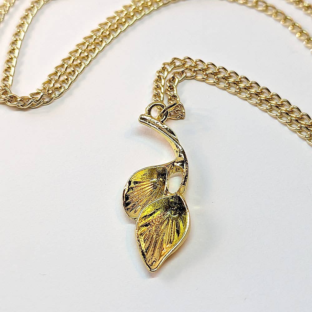 Stylish Jewelry Supply - Wholesale Pendant/Charm Necklace - Gold Double Calla Lily Drop Flowers Necklace3