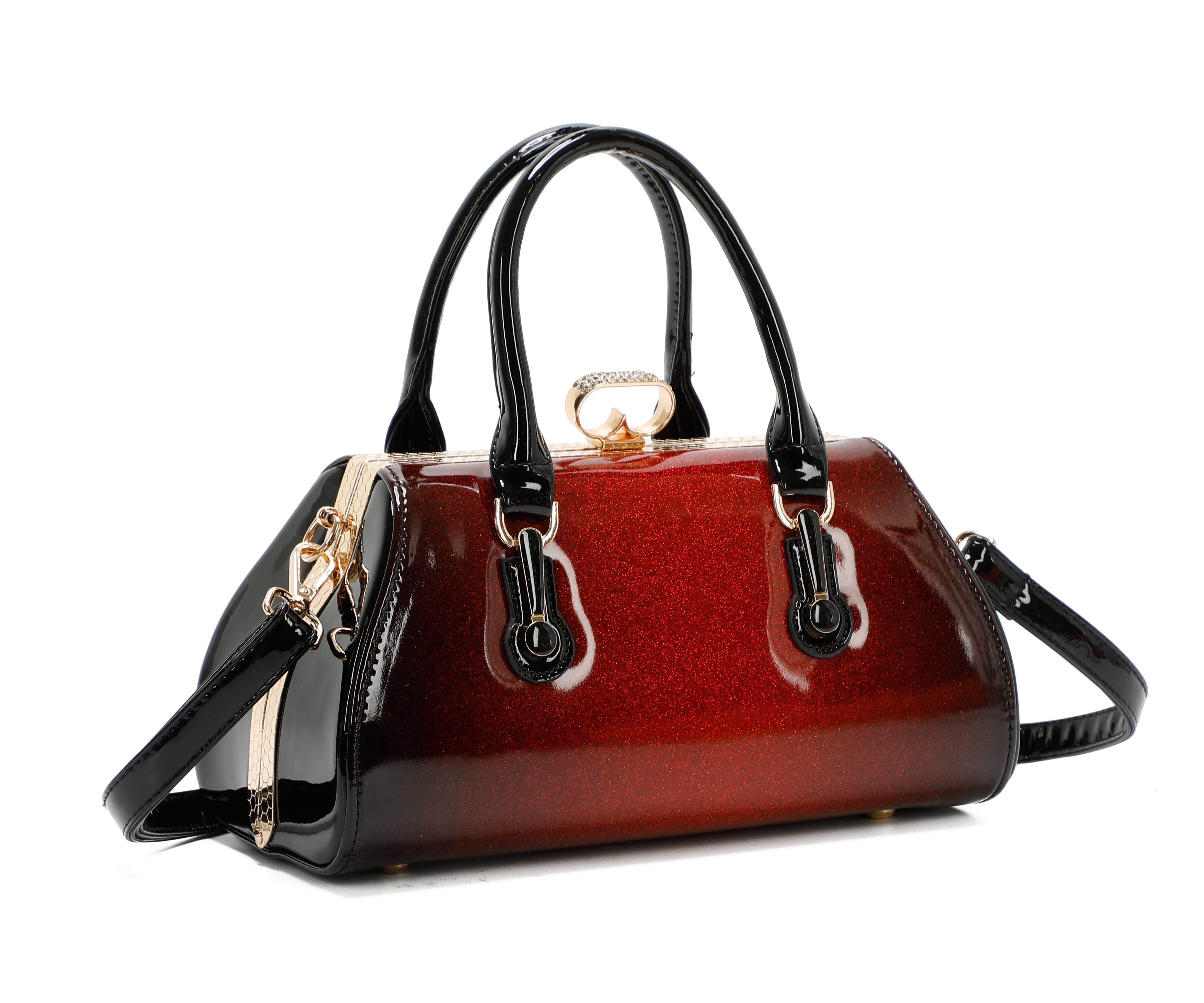 Superbia – wholesale Top handle bag – women's – Superbia Medium Two Toned Diamante Clasp Opening Patent Bag5