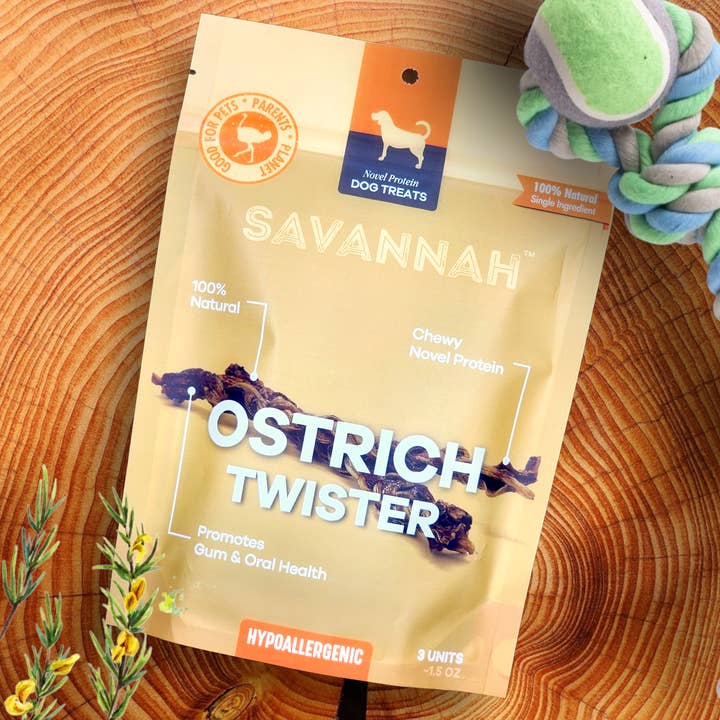Ostrich Tendon Twister Cut - Nutrient Boosting for wholesale by Savannah Pet Food