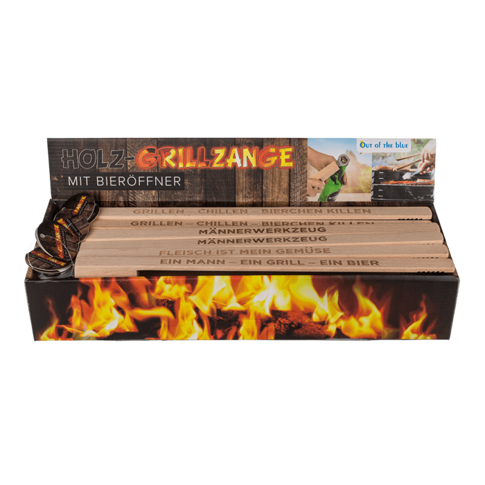Out of the blue KG – Ferramentas para churrasco por atacado – Pegador de churrasco de madeira com abridor de garrafas, 43 cm1