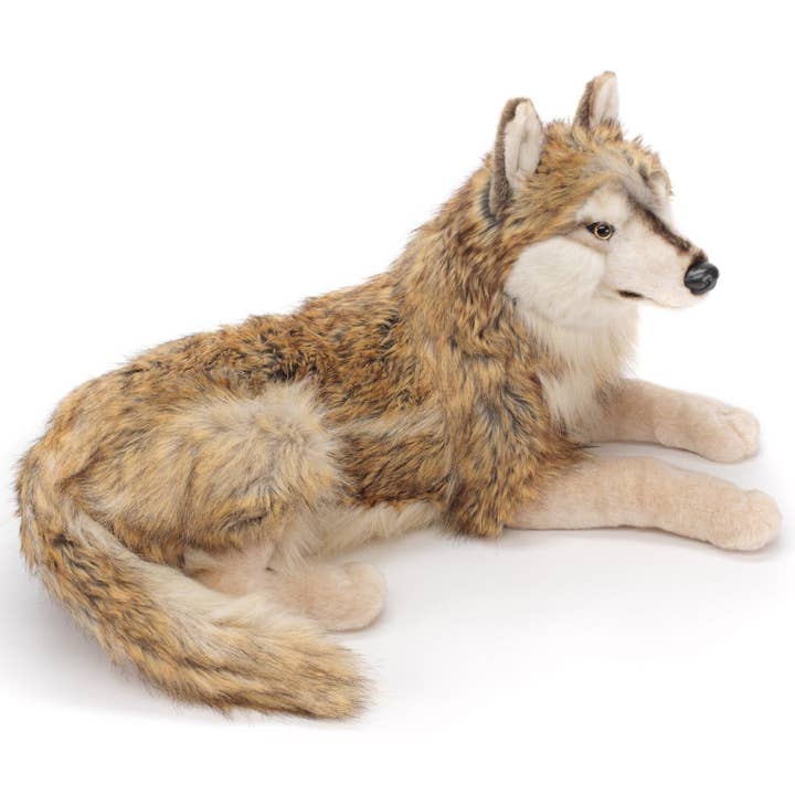 Uni Toys - Vente Peluche – enfant et bébé - Loup allongé - 100 cm de long - peluche douce et réaliste2