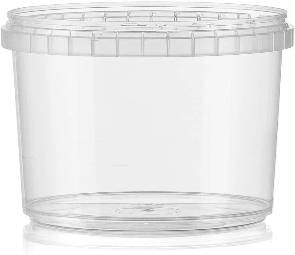 singleware - Wholesale Food Storage Container - 16-oz. Round Clear Deli Containers with Lids | Stackable, Tamper-Proof BPA-Free Food Storage Containers | Recyclable Space Saver Airtight Container for Kitchen Storage, Meal Prep, Take Out | 20 Pack1