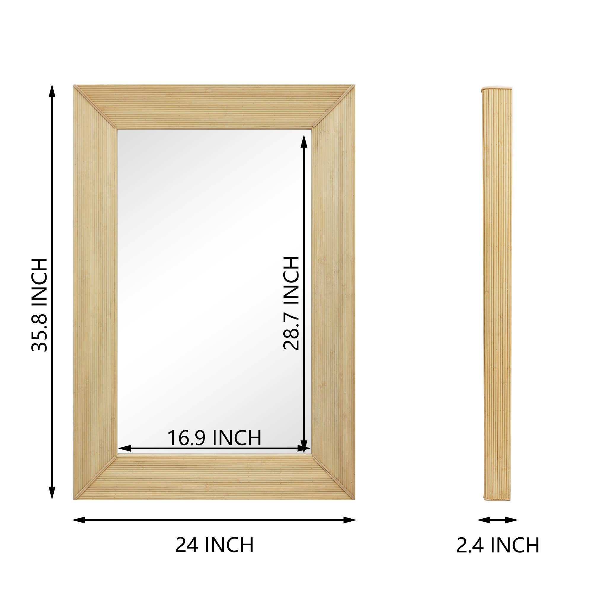 Paris Loft Inc - Wholesale Wall Mirror - PARISLOFT Bamboo Wall Mirror Rectangle7