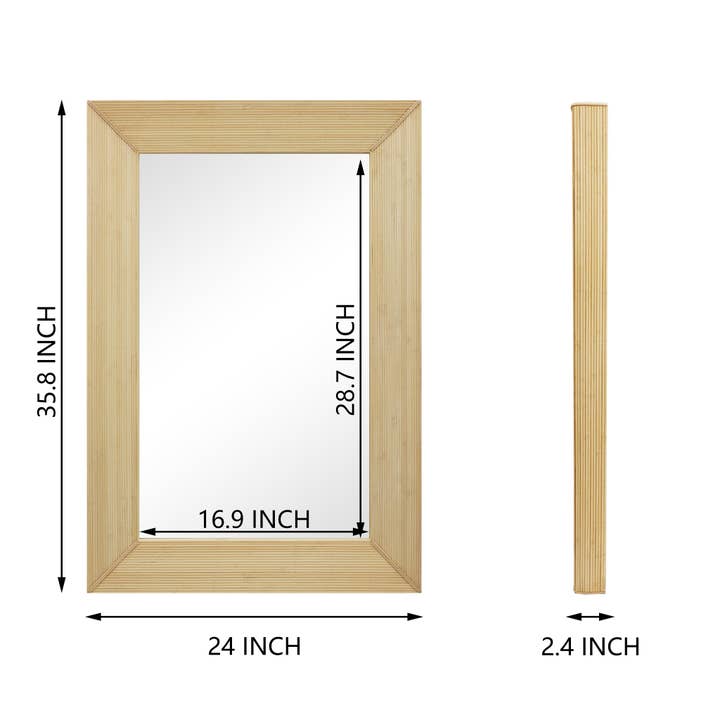 Paris Loft Inc - Wholesale Wall Mirror - PARISLOFT Bamboo Wall Mirror Rectangle7