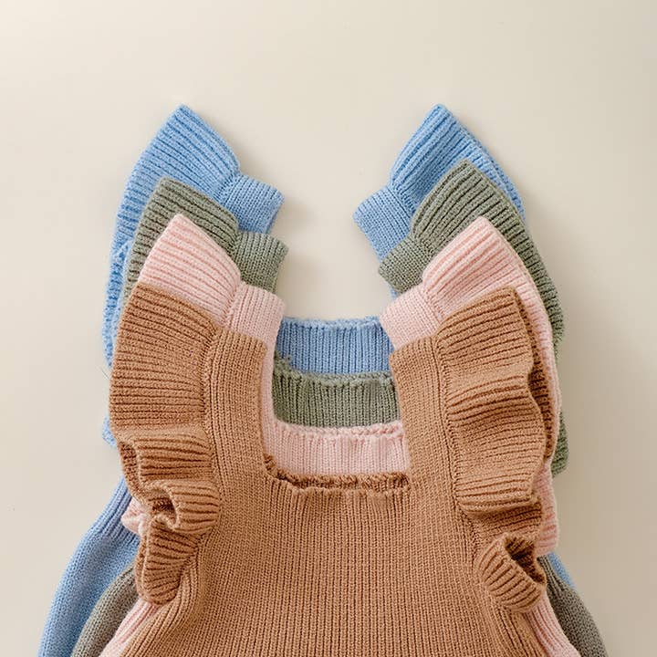 Little Trendy - Wholesale Jumpsuit - Baby - Baby girl's knitted jumpsuit flying sleeves triangle romper5